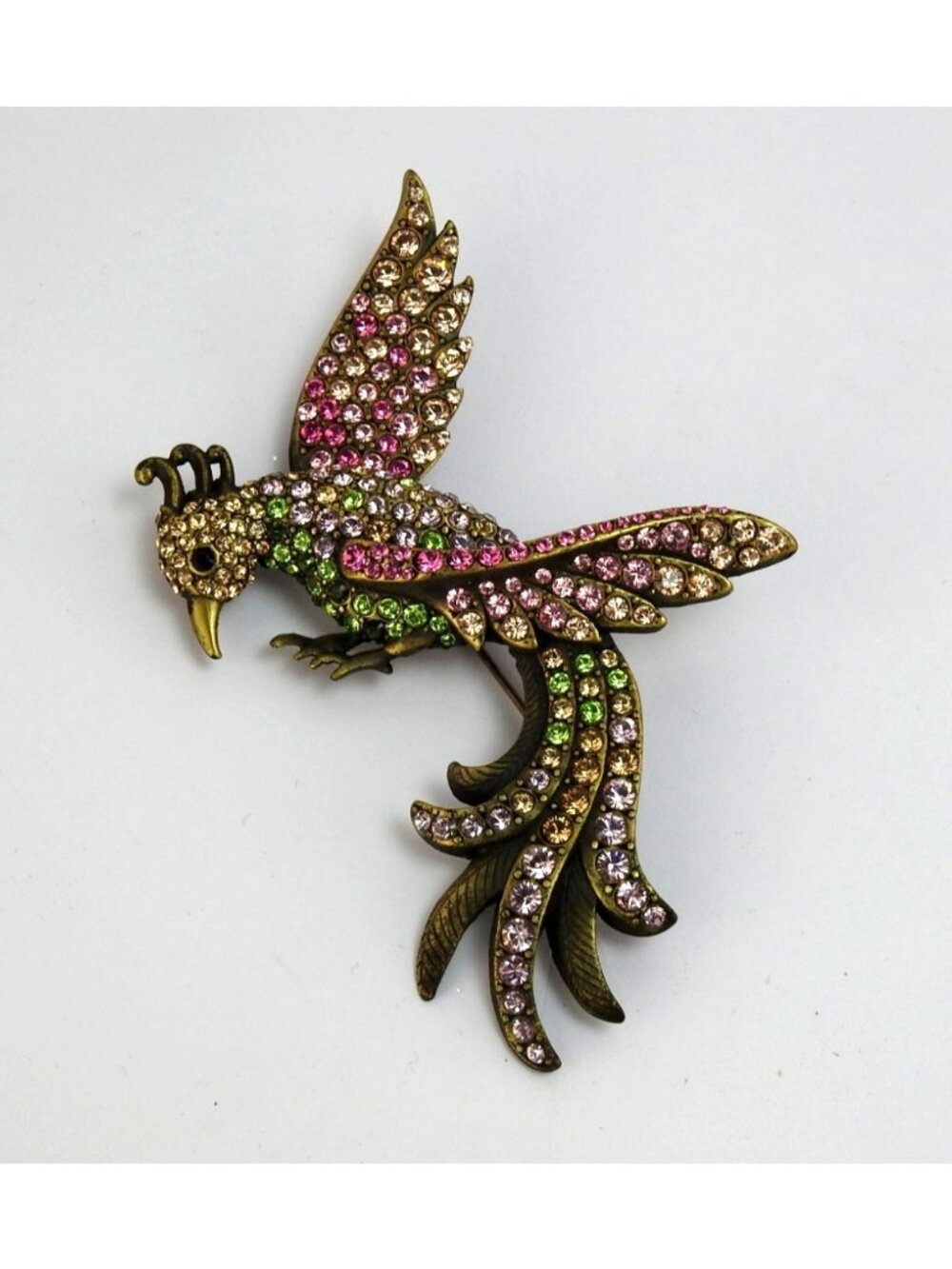 Jay Strongwater Crystal Exotic Bird of Paradise Lg Brooch Pin Multicolor 4" Box - Picture 16 of 16